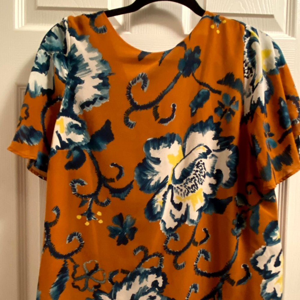 Floral Print H&M Blouse with Tie Bow in Back
